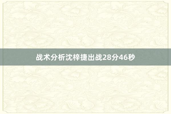 战术分析沈梓捷出战28分46秒