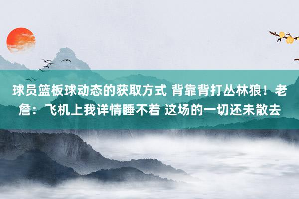 球员篮板球动态的获取方式 背靠背打丛林狼！老詹：飞机上我详情睡不着 这场的一切还未散去