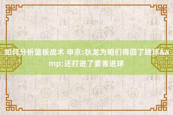 如何分析篮板战术 申京:狄龙为咱们得回了跳球&还打进了要害进球