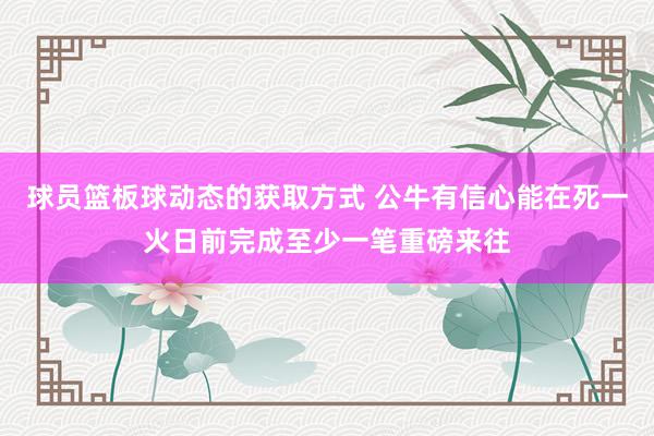 球员篮板球动态的获取方式 公牛有信心能在死一火日前完成至少一笔重磅来往