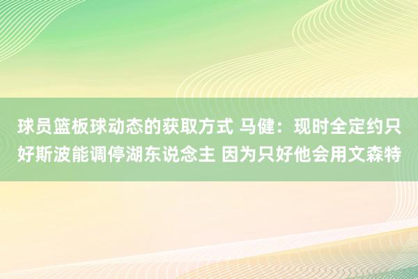 球员篮板球动态的获取方式 马健：现时全定约只好斯波能调停湖东说念主 因为只好他会用文森特