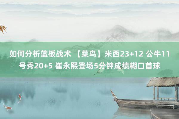 如何分析篮板战术 【菜鸟】米西23+12 公牛11号秀20+5 崔永熙登场5分钟成绩糊口首球