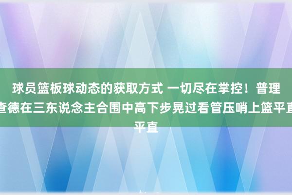 球员篮板球动态的获取方式 一切尽在掌控！普理查德在三东说念主合围中高下步晃过看管压哨上篮平直