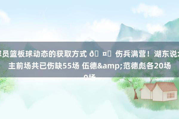 球员篮板球动态的获取方式 🤕伤兵满营！湖东说念主前场共已伤缺55场 伍德&范德彪各20场