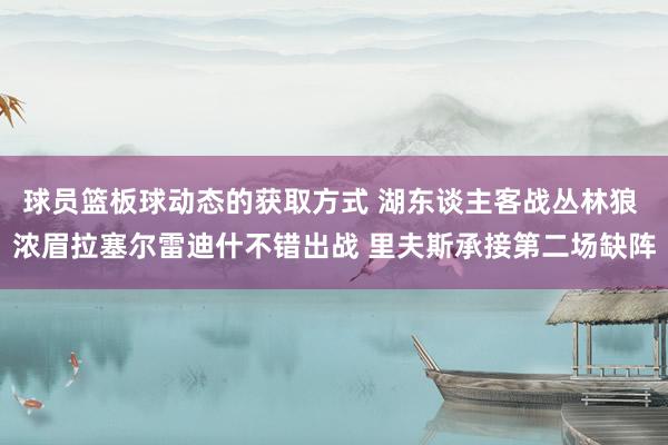 球员篮板球动态的获取方式 湖东谈主客战丛林狼 浓眉拉塞尔雷迪什不错出战 里夫斯承接第二场缺阵