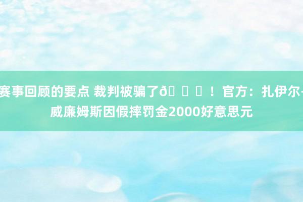 赛事回顾的要点 裁判被骗了😅！官方：扎伊尔-威廉姆斯因假摔罚金2000好意思元