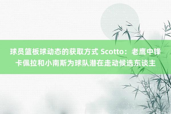 球员篮板球动态的获取方式 Scotto：老鹰中锋卡佩拉和小南斯为球队潜在走动候选东谈主