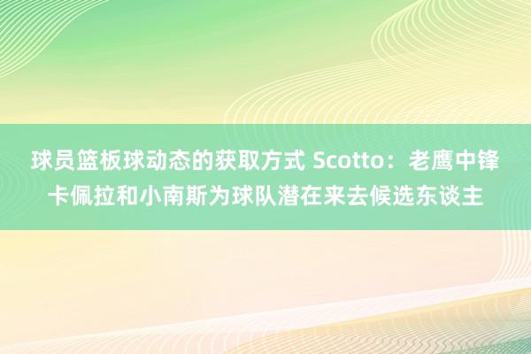 球员篮板球动态的获取方式 Scotto：老鹰中锋卡佩拉和小南斯为球队潜在来去候选东谈主